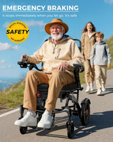 Ultra Lightweight Foldable Electric Wheelchair, 18+ Mile Range, Carbon Fibre & Aluminium Frame, Portable All-Terrain Power Chair
