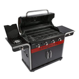 Hybrid Gas & Charcoal BBQ Grill with Cast Iron Grates & Temperature Gauge