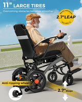 Ultra Lightweight Foldable Electric Wheelchair, 18+ Mile Range, Carbon Fibre & Aluminium Frame, Portable All-Terrain Power Chair