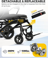 Ultra Lightweight Foldable Electric Wheelchair, 18+ Mile Range, Carbon Fibre & Aluminium Frame, Portable All-Terrain Power Chair