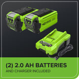 40V Cordless Lawn Mower with Batteries, Charger & 40L Grass Collection Bag