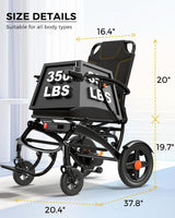 Ultra Lightweight Foldable Electric Wheelchair, 18+ Mile Range, Carbon Fibre & Aluminium Frame, Portable All-Terrain Power Chair