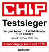 FRITZ!Box 5690 Pro DSL & Fibre Optic Router, Wi-Fi 7 up to 18.5 Gbps