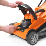 24V Cordless Lawn Mower with Battery, Fast Charger & Rear Roller