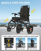 Ultra Lightweight Foldable Electric Wheelchair, 18+ Mile Range, Carbon Fibre & Aluminium Frame, Portable All-Terrain Power Chair